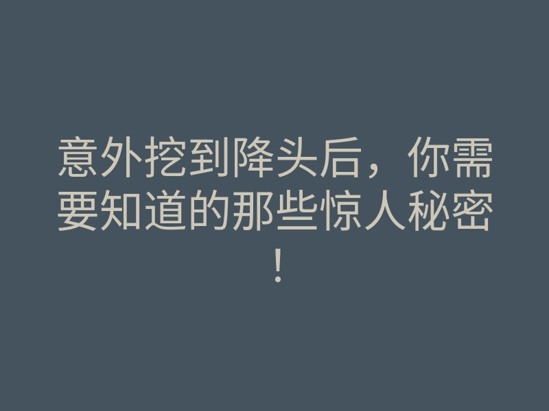 意外挖到降头后，你需要知道的那些惊人秘密！