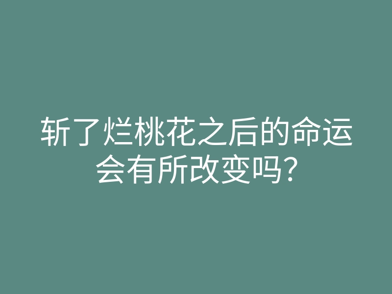 斩了烂桃花之后的命运会有所改变吗?