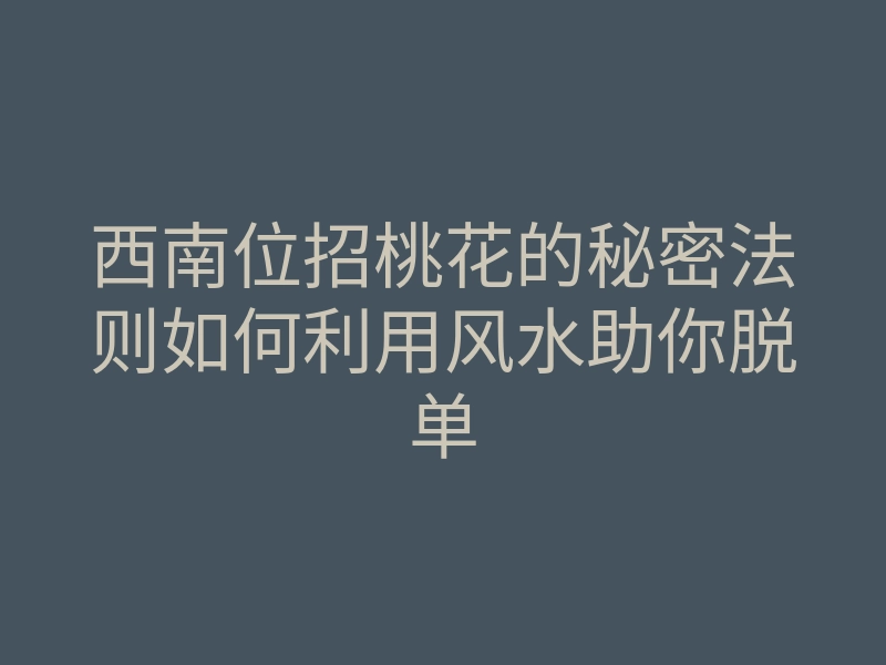 西南位招桃花的秘密法则如何利用风水助你脱单
