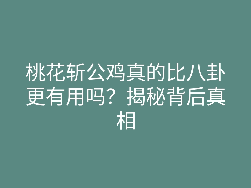 桃花斩公鸡真的比八卦更有用吗?揭秘背后真相