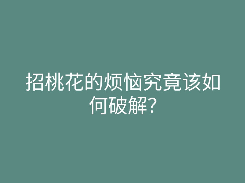 招桃花的烦恼究竟该如何破解？