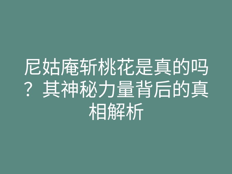 尼姑庵斩桃花是真的吗?其神秘力量背后的真相解析