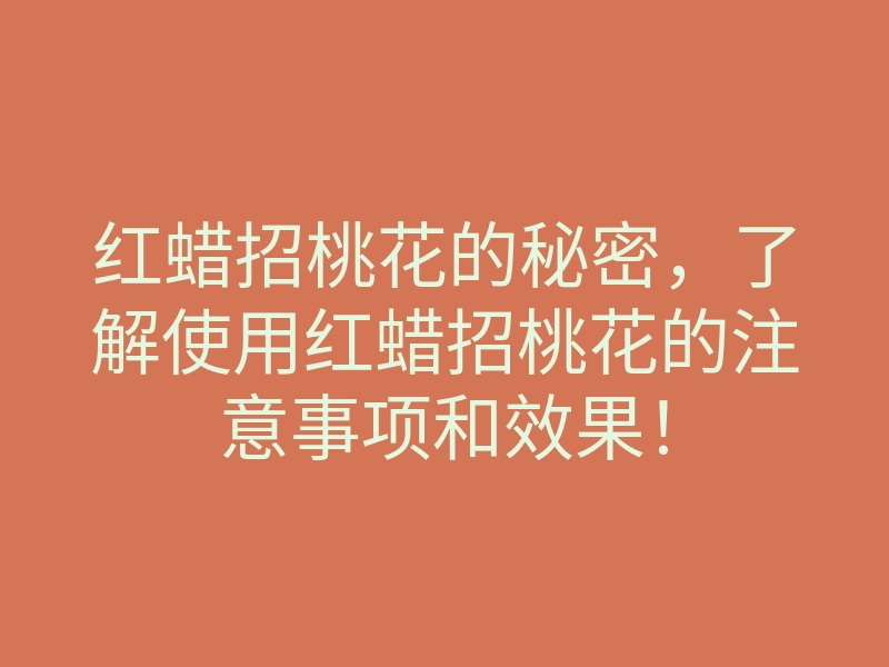 红蜡招桃花的秘密,了解使用红蜡招桃花的注意事项和效果!