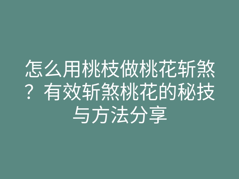 怎么用桃枝做桃花斩煞?有效斩煞桃花的秘技与方法分享