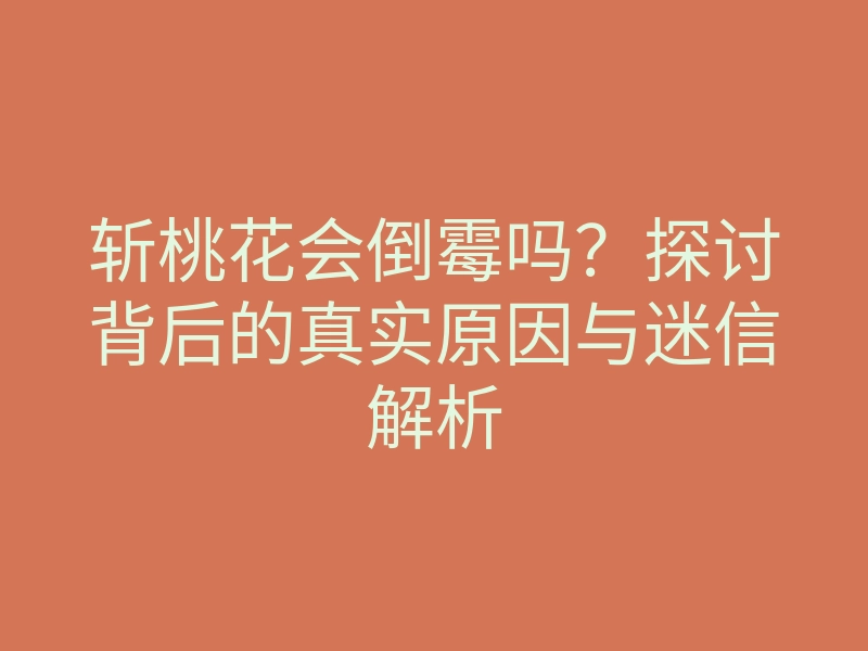 斩桃花会倒霉吗?探讨背后的真实原因与迷信解析