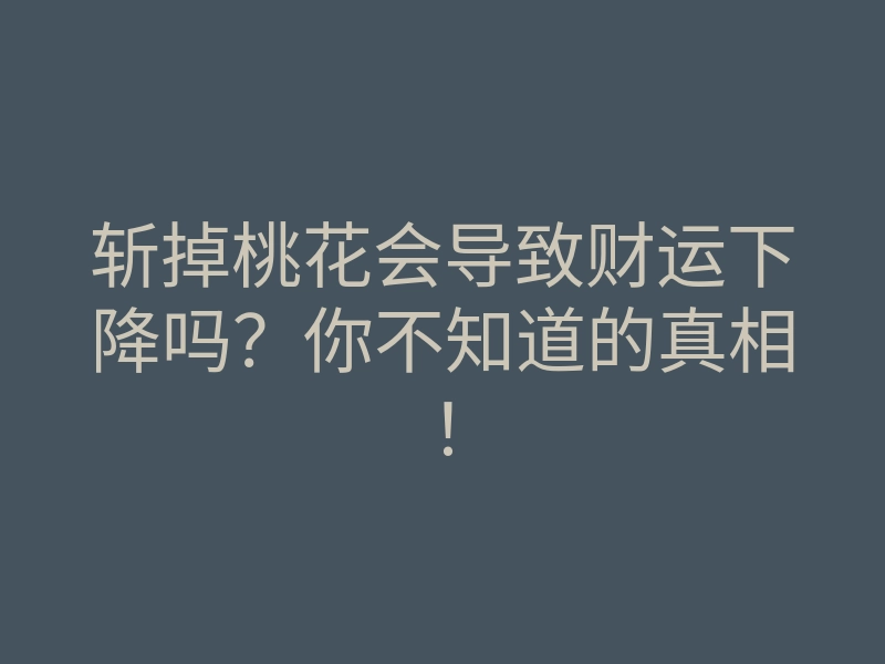 斩掉桃花会导致财运下降吗?你不知道的真相!