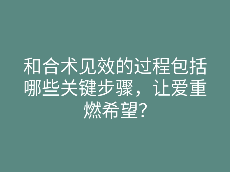 和合术见效的过程包括哪些关键步骤,让爱重燃希望?