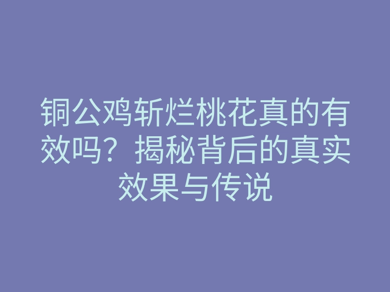 铜公鸡斩烂桃花真的有效吗？揭秘背后的真实效果与传说