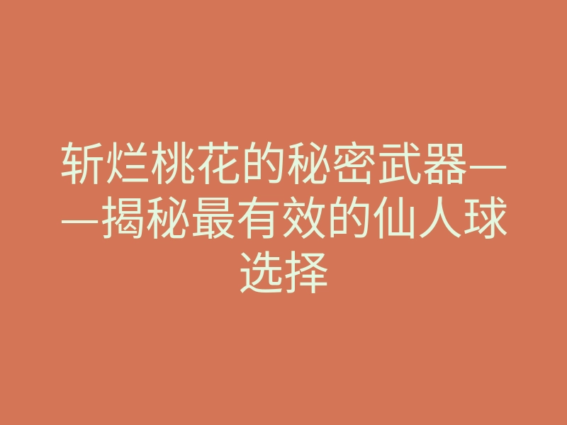 斩烂桃花的秘密武器——揭秘最有效的仙人球选择