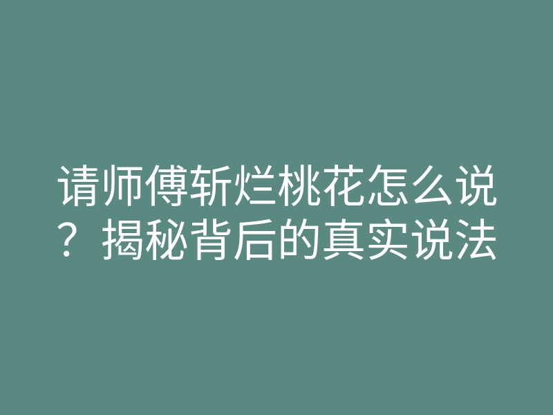 请师傅斩烂桃花怎么说?揭秘背后的真实说法