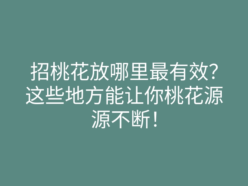 招桃花放哪里最有效?这些地方能让你桃花源源不断!