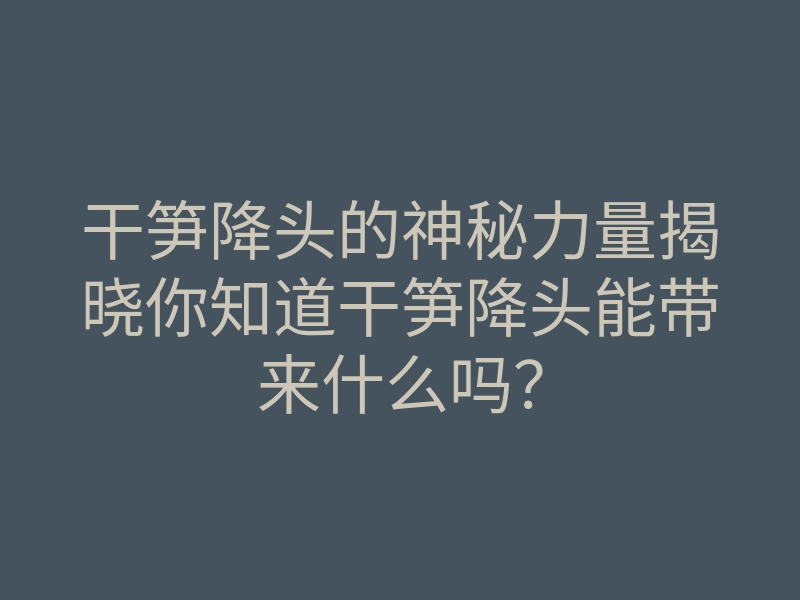 干笋降头的神秘力量揭晓你知道干笋降头能带来什么吗?