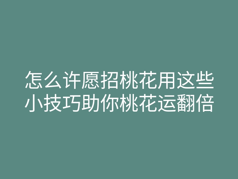 怎么许愿招桃花用这些小技巧助你桃花运翻倍