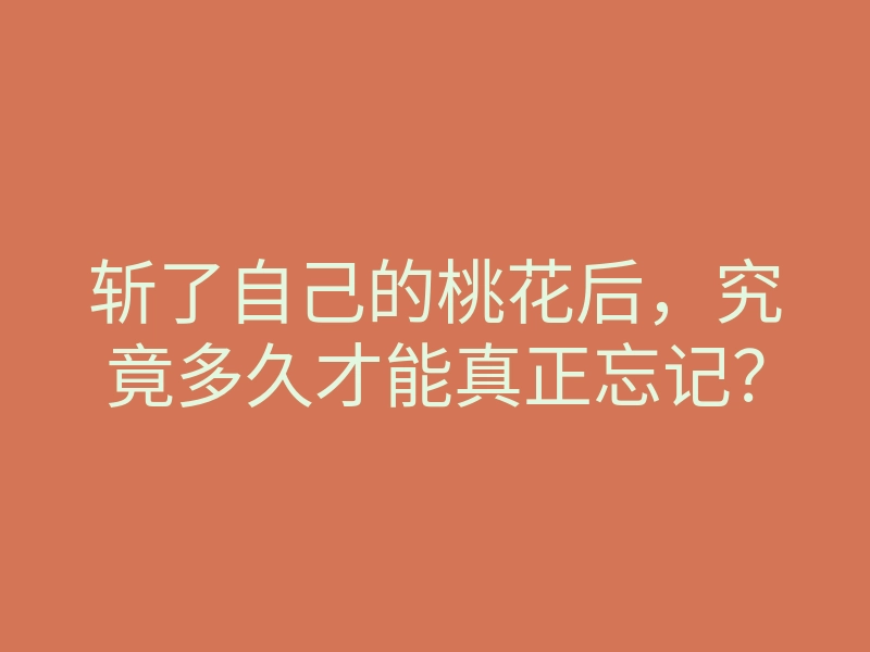 斩了自己的桃花后,究竟多久才能真正忘记?
