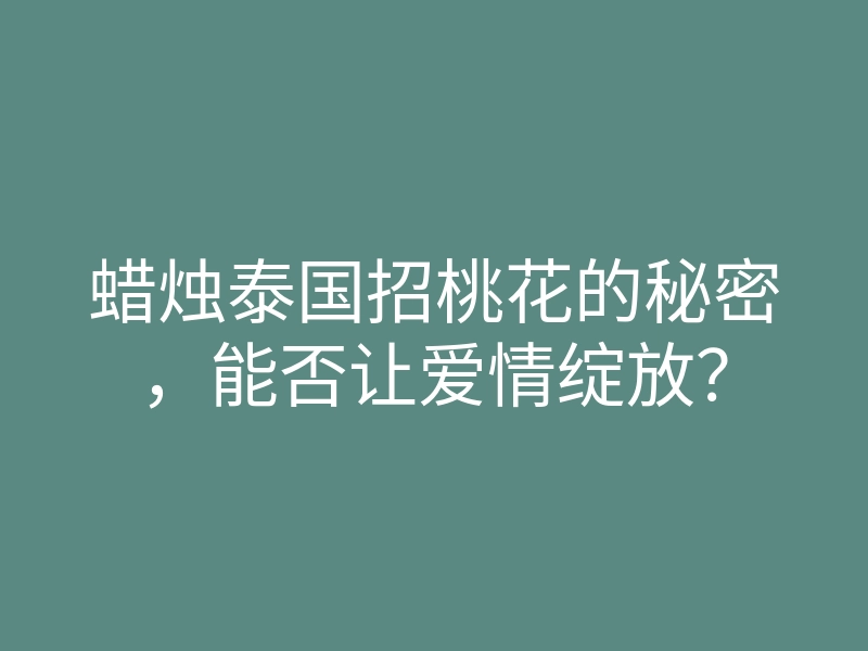 蜡烛泰国招桃花的秘密,能否让爱情绽放?