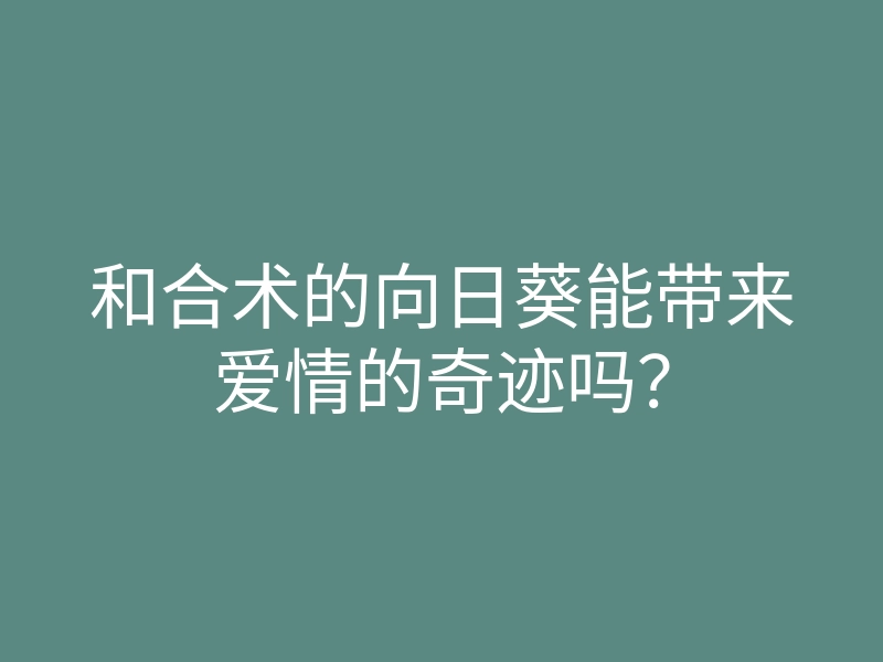 和合术的向日葵能带来爱情的奇迹吗？