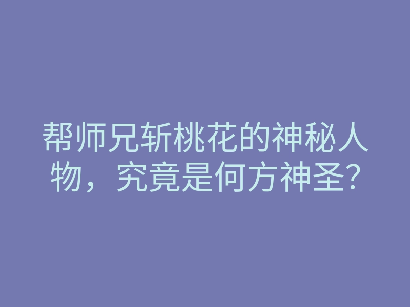 帮师兄斩桃花的神秘人物,究竟是何方神圣?