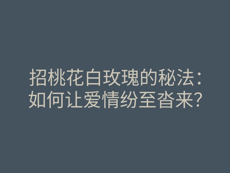 招桃花白玫瑰的秘法:如何让爱情纷至沓来?