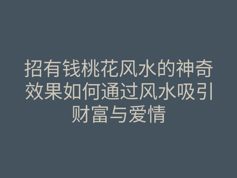 招有钱桃花风水的神奇效果如何通过风水吸引财富与爱情