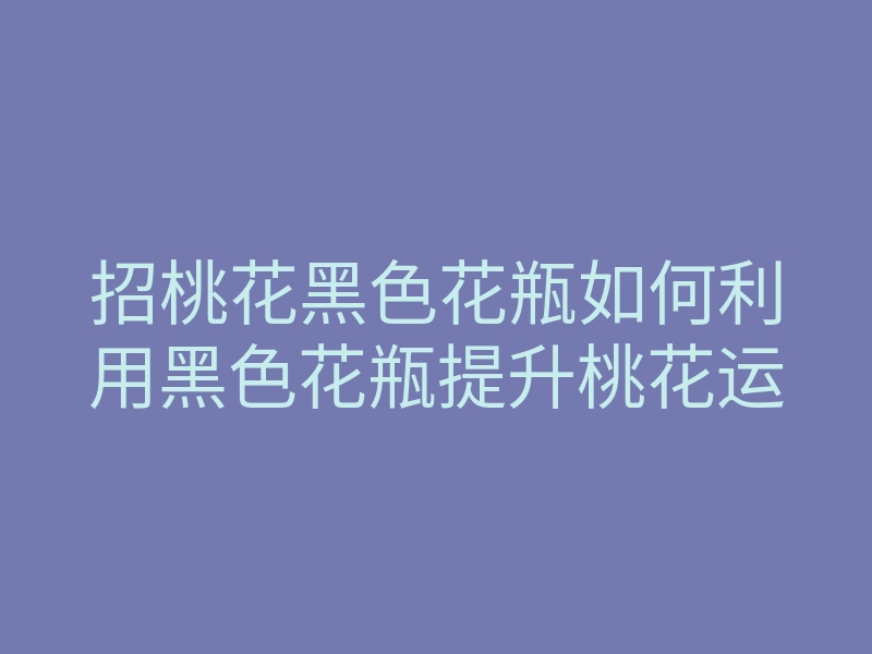 招桃花黑色花瓶如何利用黑色花瓶提升桃花运
