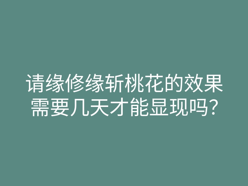 请缘修缘斩桃花的效果需要几天才能显现吗?
