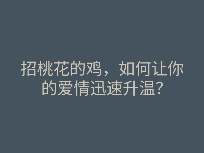 招桃花的鸡,如何让你的爱情迅速升温?