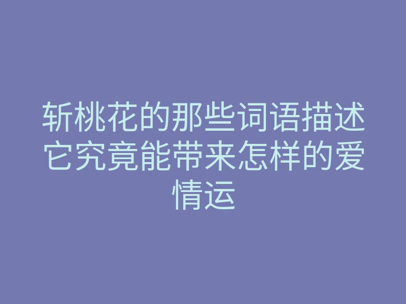 斩桃花的那些词语描述它究竟能带来怎样的爱情运