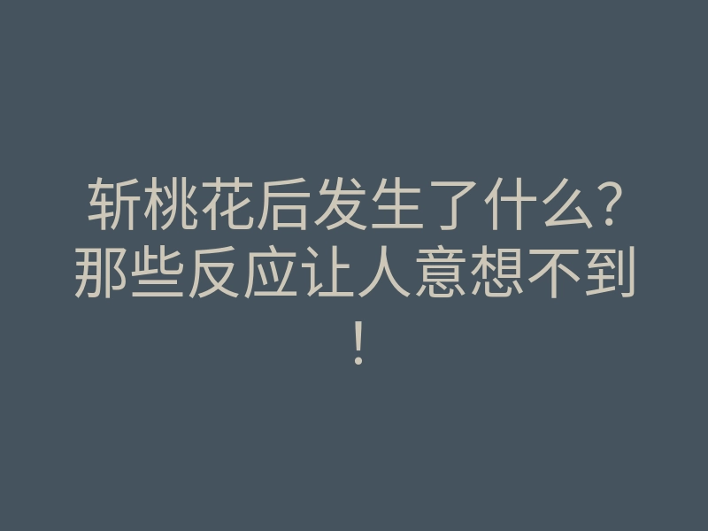 斩桃花后发生了什么?那些反应让人意想不到!