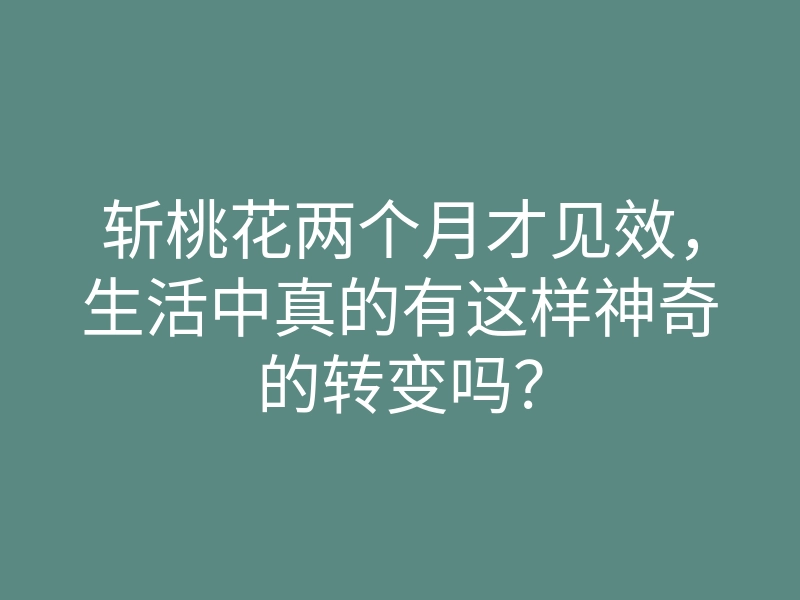 斩桃花两个月才见效，生活中真的有这样神奇的转变吗？