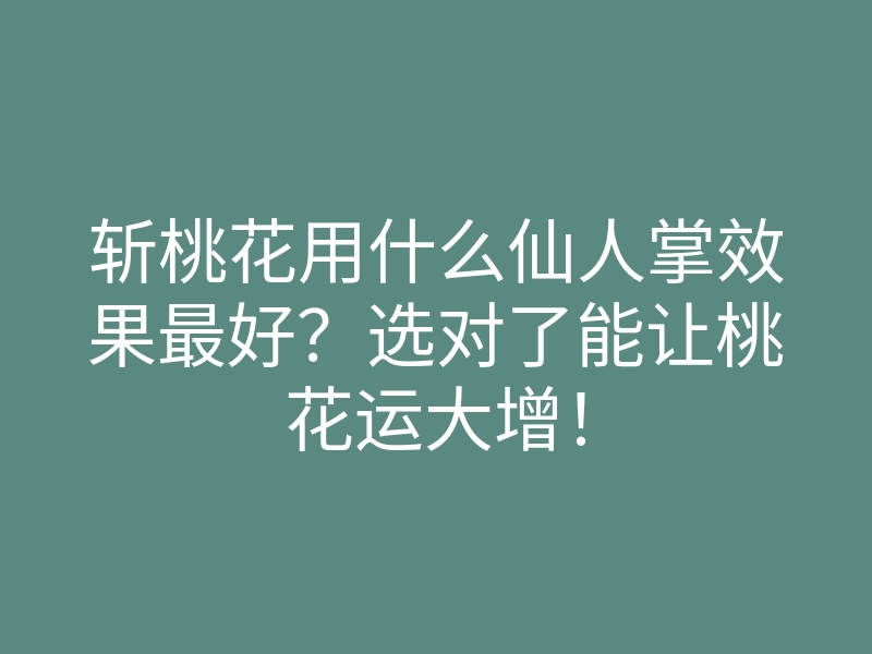 斩桃花用什么仙人掌效果最好?选对了能让桃花运大增!