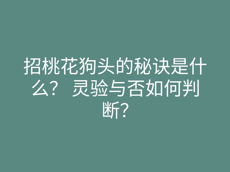 招桃花狗头的秘诀是什么? 灵验与否如何判断?
