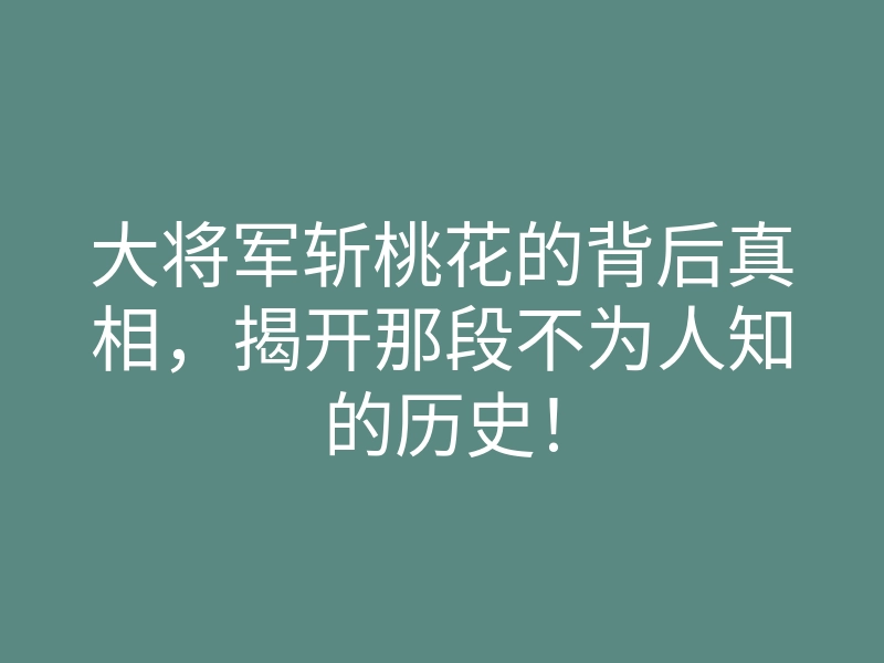 大将军斩桃花的背后真相,揭开那段不为人知的历史!