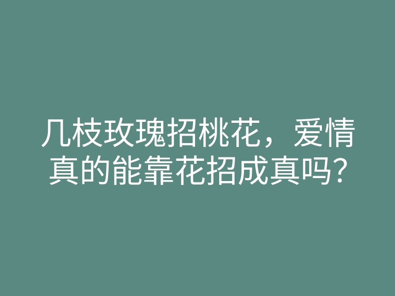 几枝玫瑰招桃花，爱情真的能靠花招成真吗？