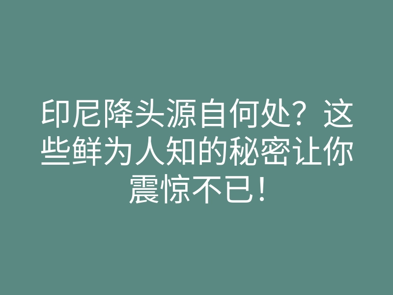 印尼降头源自何处?这些鲜为人知的秘密让你震惊不已!