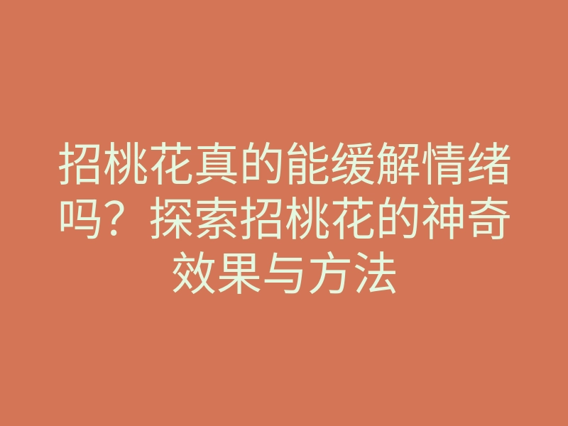 招桃花真的能缓解情绪吗?探索招桃花的神奇效果与方法