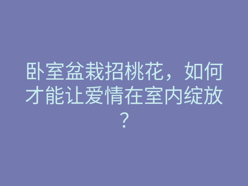 卧室盆栽招桃花,如何才能让爱情在室内绽放?