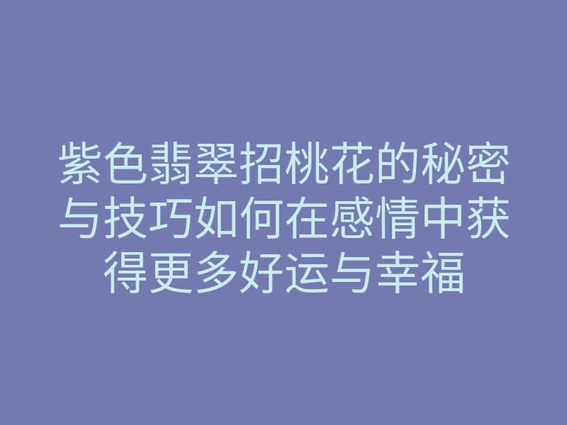 紫色翡翠招桃花的秘密与技巧如何在感情中获得更多好运与幸福