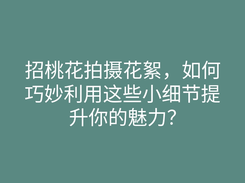 招桃花拍摄花絮,如何巧妙利用这些小细节提升你的魅力?