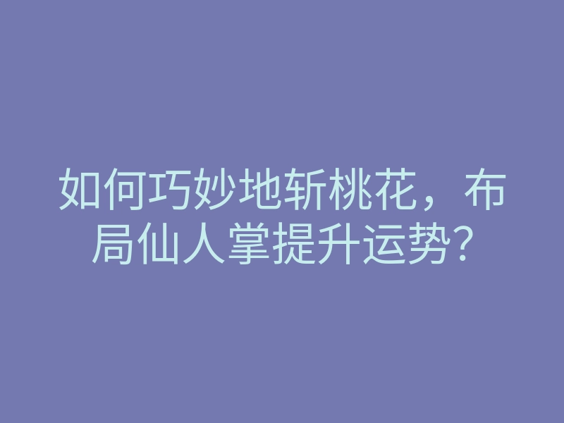 如何巧妙地斩桃花,布局仙人掌提升运势?