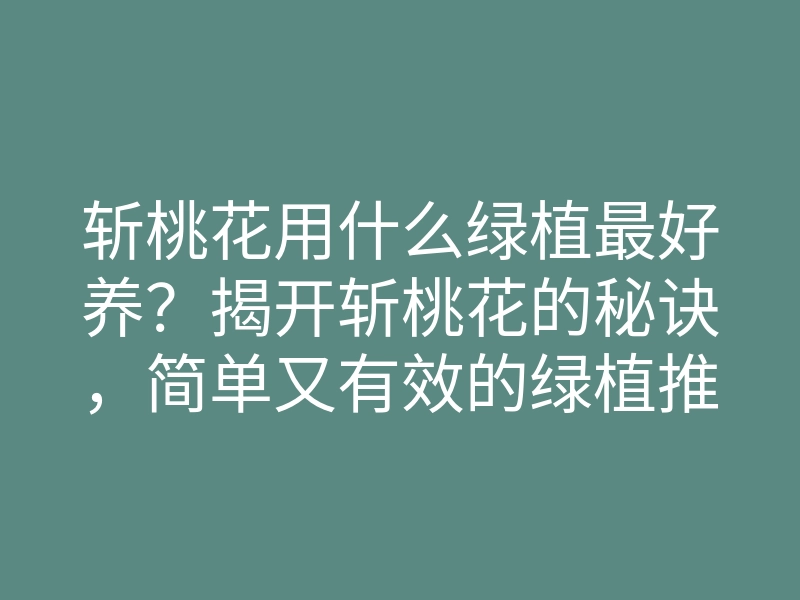 斩桃花用什么绿植最好养?揭开斩桃花的秘诀,简单又有效的绿植推荐
