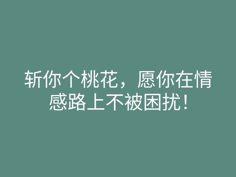 斩你个桃花,愿你在情感路上不被困扰!