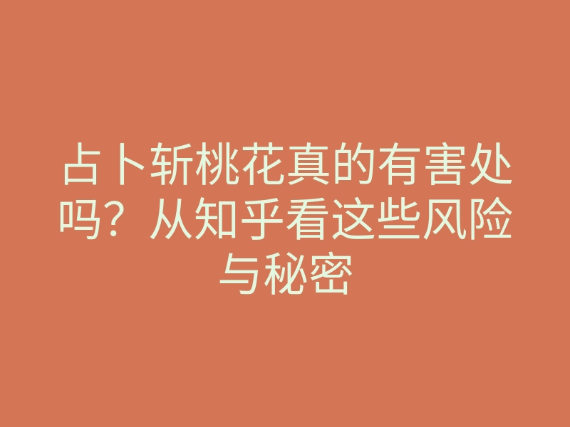 占卜斩桃花真的有害处吗?从知乎看这些风险与秘密