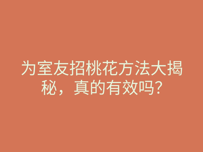 为室友招桃花方法大揭秘,真的有效吗?
