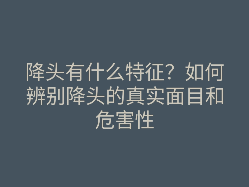 降头有什么特征?如何辨别降头的真实面目和危害性