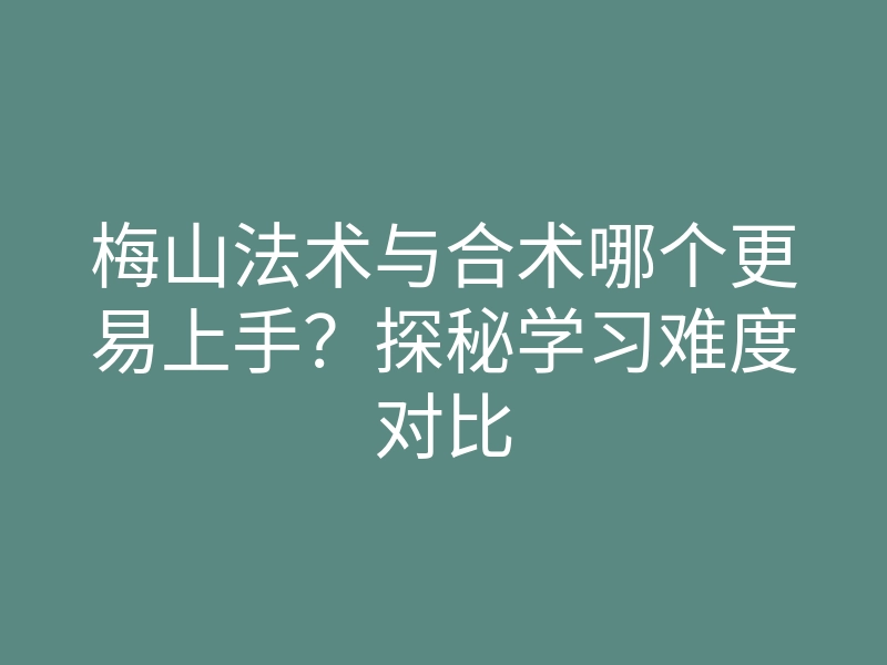 梅山法术与合术哪个更易上手?探秘学习难度对比