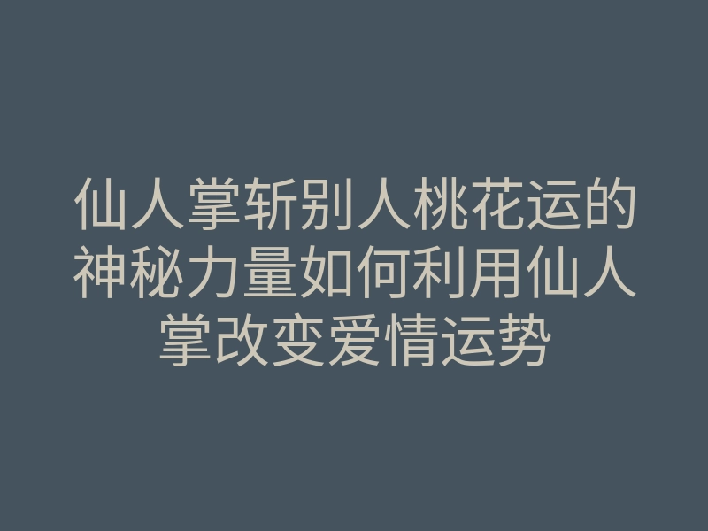 仙人掌斩别人桃花运的神秘力量如何利用仙人掌改变爱情运势