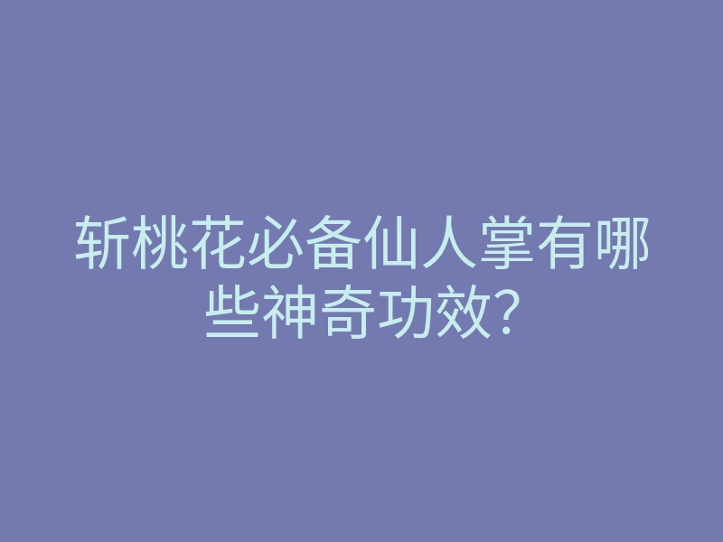 斩桃花必备仙人掌有哪些神奇功效?