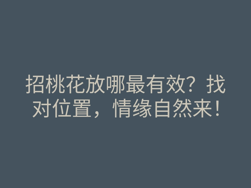招桃花放哪最有效?找对位置,情缘自然来!