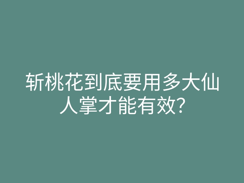 斩桃花到底要用多大仙人掌才能有效?