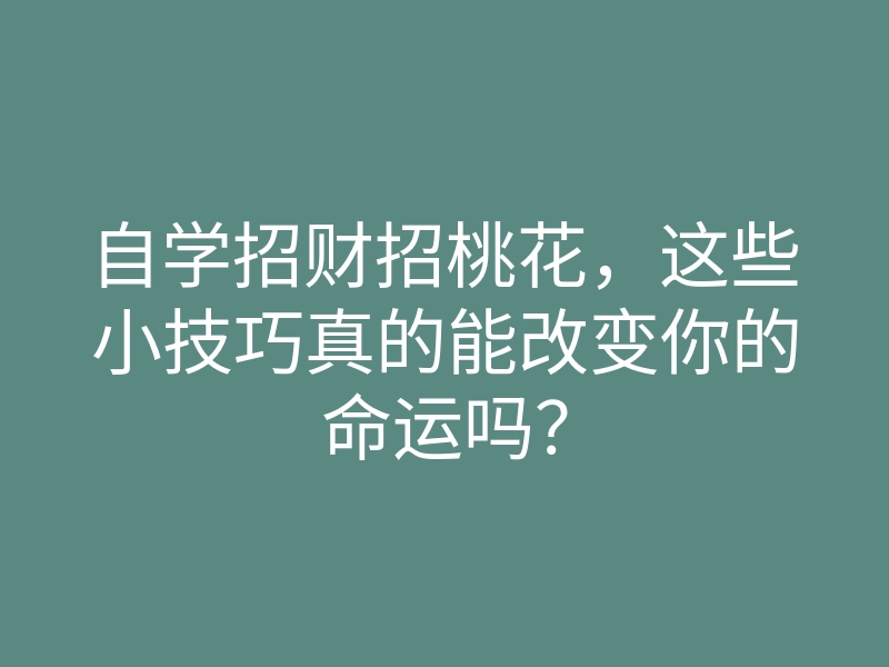 自学招财招桃花,这些小技巧真的能改变你的命运吗?